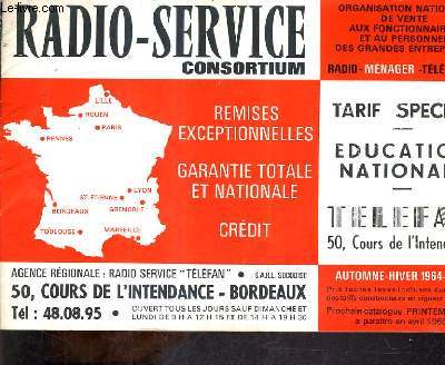 CATALOGUE RADIO SERVICE CONSORTIUM - AUTOMEN HIVER 1964-1965.