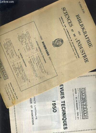 BIBLIOGRPAHIE DES SCIENCES ET DE L'INDUSTRIE - REVUE DE LIBRAIRIE ET D'INFORMATION - 47E ANNEE N415 DECEMBRE 1949.