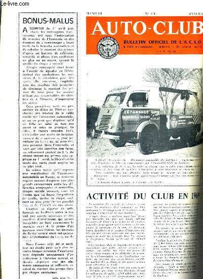 AUTO CLUB BULLETIN OFFICIEL DE L'A.C.S.O N131 JANVIER 1970 - Activit du club en 1969 - randonne sud africaine en alfa romo - signalisation tricolore urbaine etc.