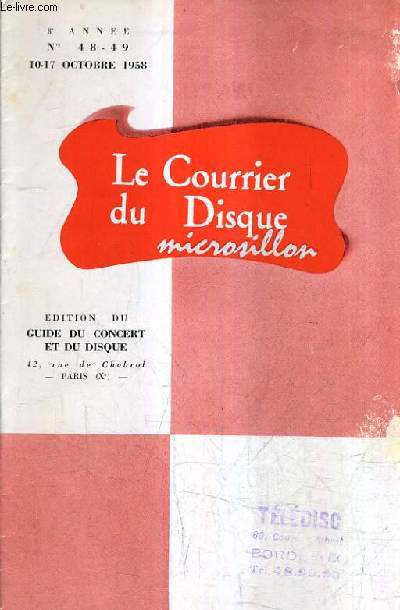 LE COURRIER DU DISQUE MICROSILLON N48-49 10-17 OCTOBRE 1958 8E ANNEE -