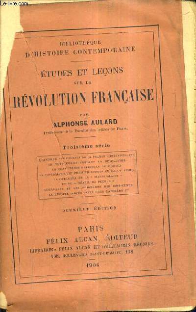 ETUDES ET LECONS SUR LA REVOLUTION - TROISIEME SERIE / 2E EDITION.