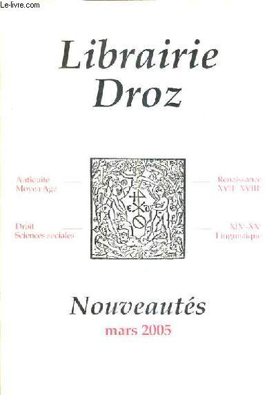 LIBRAIRIE DROZ - NOUVEAUTES MARS 2005.