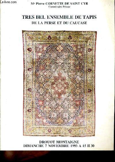 CATALOGUE DE VENTES AUX ENCHERES - TRES BEL ENSEMBLE DE TAPIS DE LA PERSE ET DU CAUCASE DES 19E ET 20E SIECLE PROVENANT DE LA COLLECTION D'UN AMATEUR ET A DIVERS - DROUOT MONTAIGNE 7 NOVEMBRE 1993.