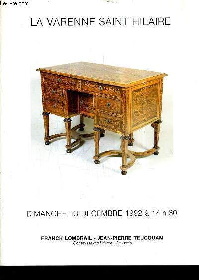 CATALOGUE DE VENTES AUX ENCHERES TABLEAUX DU XIXE SIECLE TABLEAUX ANCIENS DES XVIIE XVIIIE SIECLES ICONES MEUBLES ET OBJETS D'ART TAPIS TAPISSERIES - 13 DECEMBRE 1992.