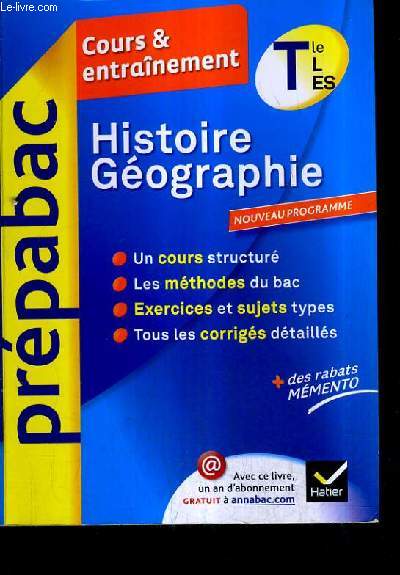 PREPABAC COURS & ENTRAINEMENT - HISTOIRE GEOGRAPHIE TLE L ES.