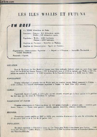 LOTS DE DOCUMENTS REGROUPANT LES DOM TOM : LES ILES WALLIS ET FUTUNA - LA MARTINIQUE - LES NOUVELLES HEBRIDES - LA NOUVELLE CALEDONIE ET DEPENDANCES - LA GUADELOUPE - LA GUYANE - LA POLYNESIE FRANCAISE - LES TERRES AUSTRALES ET ANTARCTIQUES FRANCAISES ETC