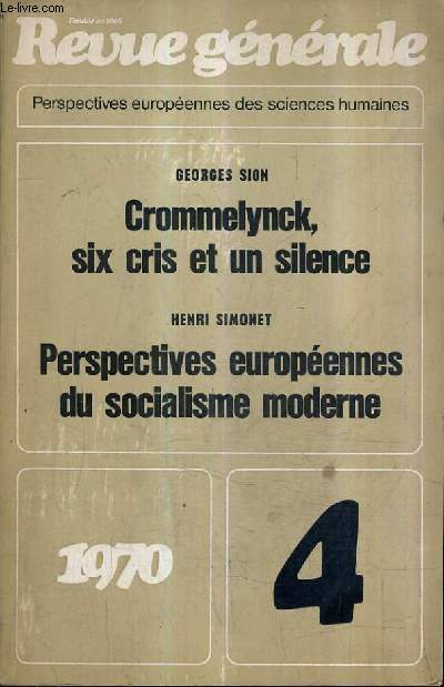 REVUE GENERALE LETTRES ARTS ET SCIENCES HUMAINES N4 1970 -