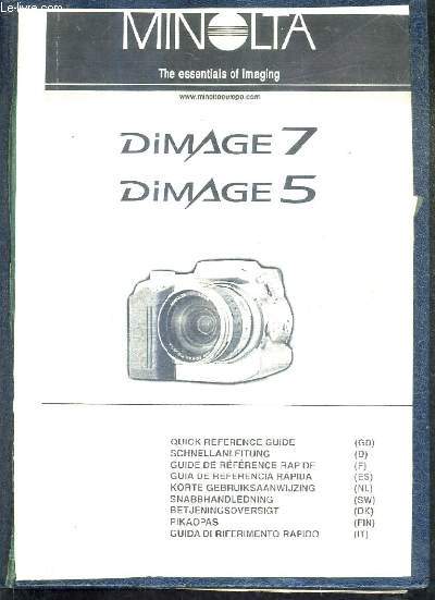 NOTICE UTILISATION : MINOLTA DIAMGE 7 DIMAGE 5.