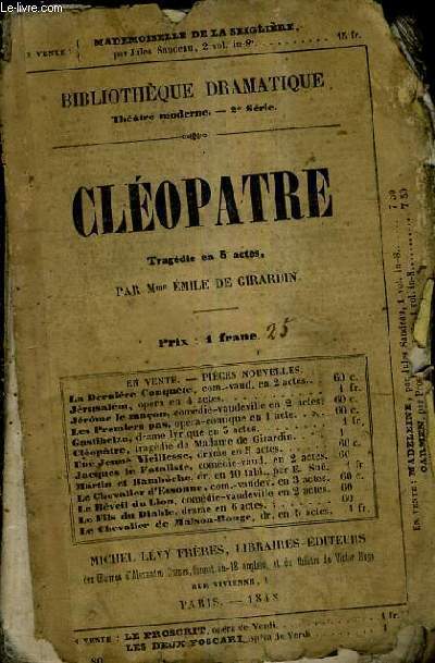 CLEOPATRE TRAGEDIE EN CINQ ACTES.