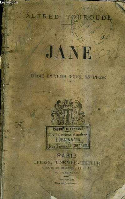 JANE DRAME EN TROIS ACTES EN PROSE.