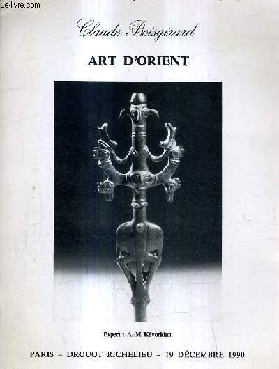 CATALOGUE DE VENTE AUX ENCHERES - ART D'ORIENT - PARIS HOTEL DROUOT SALLE 11 - MERCREDI 19 DECEMBRE 1990 A 14H30.