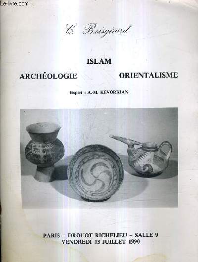 CATALOGUE DE VENTE AUX ENCHERES - ART D'ORIENT ARCHEOLOGIE ISLAM ORIENTALISME TEXTILES COPTES - VENDREDI 13 JUILLET 1990 A 14H30 - HOTEL DROUOT SALLE 9.