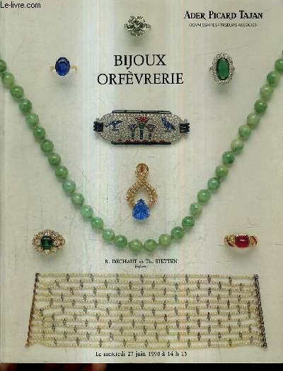 CATALOGUE DE VENTE AUX ENCHERES - BIJOUX ET ORFEVRERIE BEUX BIJOUX ANCIENS ET MODERNES OBJETS DE VITRINE ORFERVRERIE ANCIENNE ARGENTERIE MODERNE - HOTEL DROUOT SALLE 3 27 JUIN 1990.