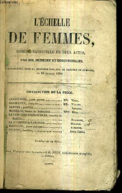 L'ECHELLE DE FEMMES COMEDIE VAUDEVILLE EN DEUX ACTES.