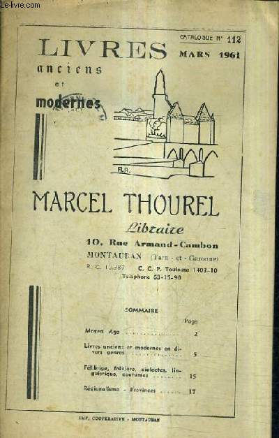CATALOGUE N112 MARS 1961 LIBRAIRIE MARCEL THOUREL - LIVRES ANCIENS ET MODERNES.