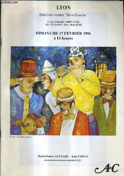 CATALOGUE DE VENTES AUX ENCHERES - 270 TABLEAUX MODERNES - DIMANCHE 17 FEVRIER 1991 - HOTEL DES VENTES RIVE GAUCHE.