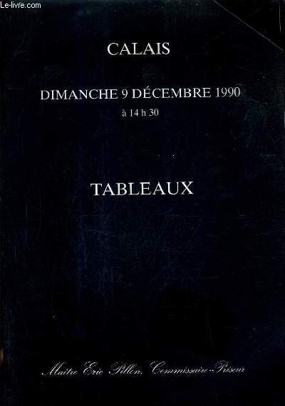 CATALOGUE DE VENTES AUX ENCHERES - TABLEAUX - 9 DECEMBRE 1990 - CALAIS HOTEL DES VENTES.