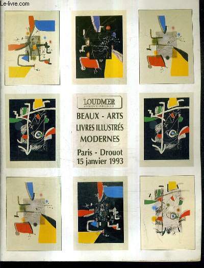 CATALOGUE DE VENTES AUX ENCHERES - LIVRES ANCIENS ET MODERNES DOCUMENTATION ARTISTIQUE - PARIS HOTEL DROUOT - 15 JANVIER 1993.