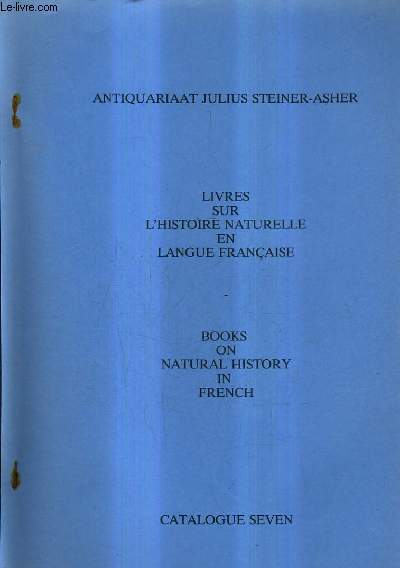 CATALOGUE DE LA LIBRAIRIE ANTIQUARIAAT JULIUS STEINER ASHER.