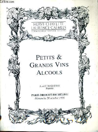 CATALOGUE DE VENTES AUX ENCHERES - PETITS ET GRANDS VINS ALCOOLS - PARIS DROUOT RICHELIEU - 28 OCTOBRE 1990.
