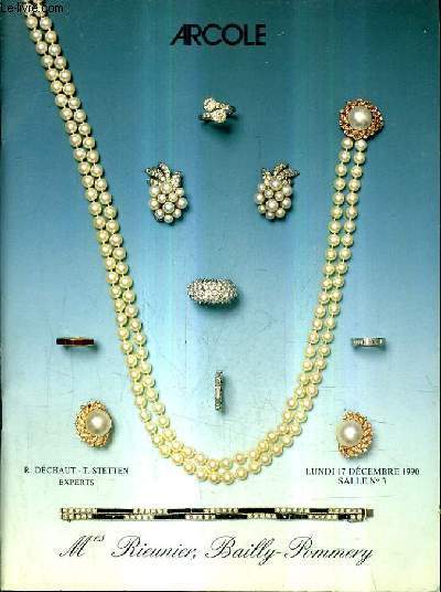 CATALOGUE DE VENTES AUX ENCHERES - BIJOUX ANCIENS ET MODERNES OBJETS DE VITRINE MONTRES ORFEVRERIE ANCIENNE ARGENTERIE MODERNE - RICHELIEU DROUOT SALLE 3 - 17 DECEMBRE 1990.