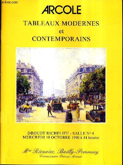 CATALOGUE DE VENTES AUX ENCHERES - TABLEAUX MODERNES ET CONTEMPORAINS - DROUOT RICHELIEU SALLE 4 - 10 OCTOBRE 1990 .