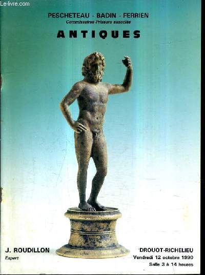 CATALOGUE DE VENTES AUX ENCHERES - ANTIQUES - DROUOT RICHELIEU - 12 OCTOBRE 1990 SALLE 3 .