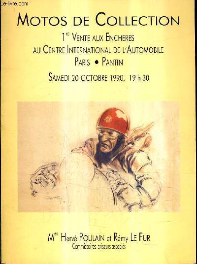 PLAQUETTE DEPLIANTE DE VENTES AUX ENCHERES - MOTOS DE COLLECTION 1RE VENTE AUX ENCHERES AU CENTRE INTERNATIONAL DE L'AUTOMOBILE PARIS PANTIN - 20 OCTOBRE 1990.