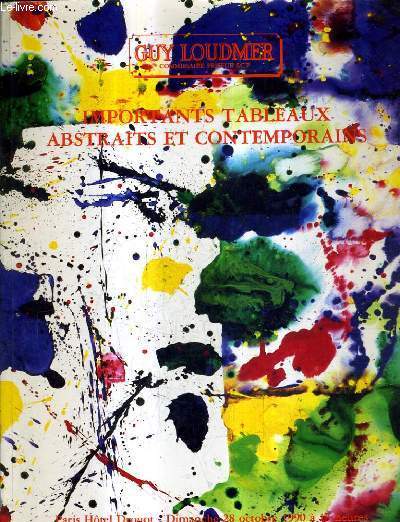 CATALOGUE DE VENTES AUX ENCHERES - IMPORTANTS TABLEAUX ABSTRAITS ET CONTEMPORAINS - PARIS HOTEL DROUOT - 28 OCTOBRE 1990.