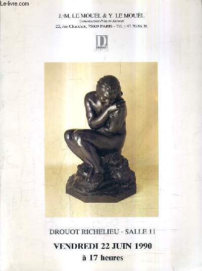 FASCICULE DE VENTES AUX ENCHERES - TABLEAUX MODERNES XIXE ET XXE SIECLES - SCULPTURES - DROUOT RICHELIEU SALLE 11 - 22 JUIN 1990.