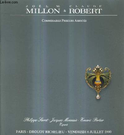 CATALOGUE DE VENTES AUX ENCHERES - BIJOUX ARGENTERIE - DROUOT RICHELIEU SALLE 7 - 6 JUILLET 1990.