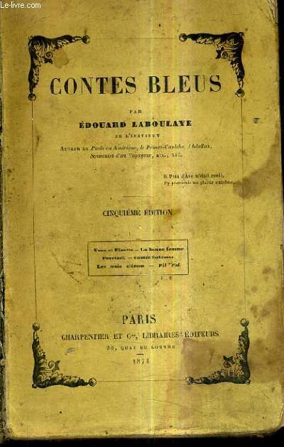 CONTES BLEUS - YVON ET FINETTE - LA BONNE FEMME - POUCINET - CONTES BOHEMES - LES TROIS CITRONS - PIF PAF - 5E EDITION.