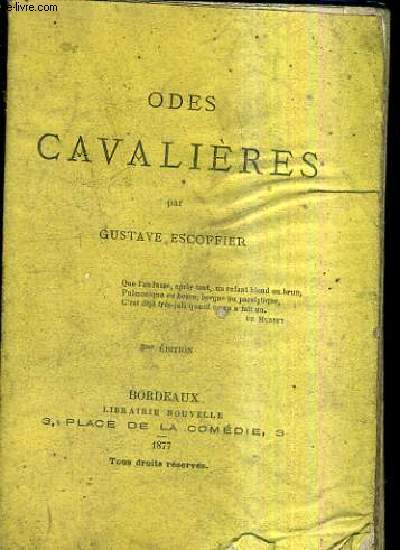ODES CAVALIERES / 3E EDITION.