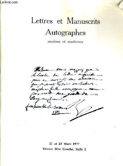 CATALOGUE DE VENTES AUX ENCHERES - AUTOGRAPHES ANCIENS ET MODERNES - LETTRE AUTOGRAPHE DE NAPOLEON I - COLLECTION ALFRED LE ROUX - LETTRE DE MARIE DE MEDICIS - 21 ET 23 MARS 1977 - DROUOT RIVE GAUCHE.