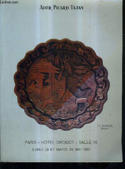 CATALOGUE DE VENTES AUX ENCHERES - ART D'EXTREME ORIENT CERAMIQUE DE LA CHINE DU JAPON VERRE DE PEKIN MEUBLES ET PARAVENT TEXITES LAQUES INRO - TSUBA GARNITURES DE SABRE ETC - HOTEL DROUOT SALLE 16 - 28 ET 29 MAI 1990.