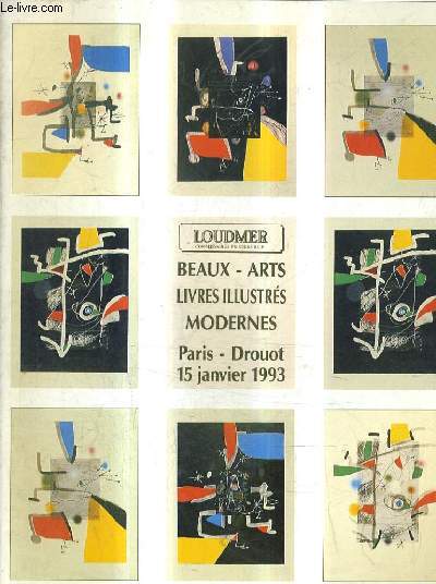 CATALOGUE DE VENTES AUX ENCHERES - LIVRES ANCIENS ET MODERNES DOCUMENTATION ARTISTIQUE - PARIS HOTEL DROUOT - 15 JANVIER 1993.