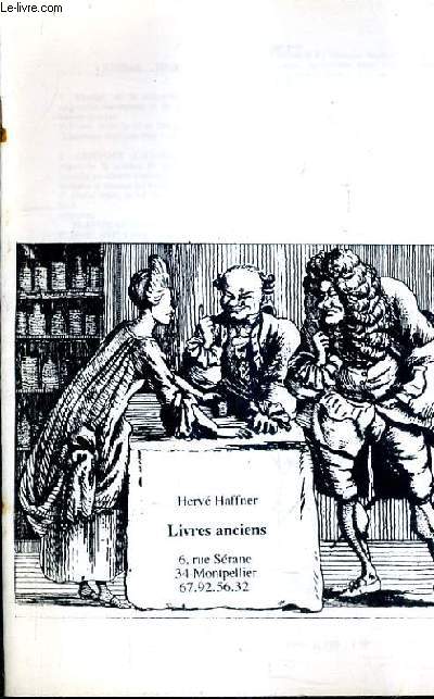 CATALOGUE DE LA LIBRAIRIE HERVE HAFFNER - LIVRES ANCIENS.