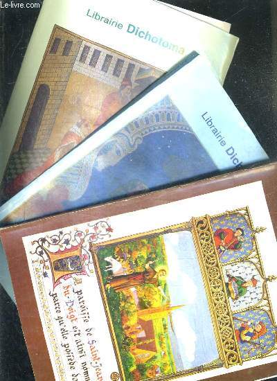 LOT DE 3 CATALOGUES DE LA LIBRAIRIE DICHOTOMA - LIVRES ANCIENS ET MODERNES - CATALOGUE N1 + N2 + VENTE PUBLIUE HOTEL COPTHRONE STEPHANIE 12 OCTOBRE 1991.
