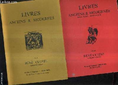 LOT DE 2 CATALOGUES DE LA LIBRAIRIE RENE CLUZEL - LIVRES ANCIENS ET MODERNES.