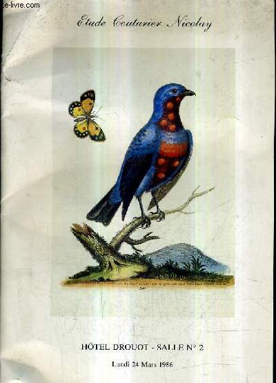 CATALOGUE DE VENTES AUX ENCHERES - AUTOGRAPHES CURIOSA ORNITHOLOGIE REGIONALISME LIVRES ANCIENS - HOTEL DROUOT SALLE 2 - 24 MARS 1986.