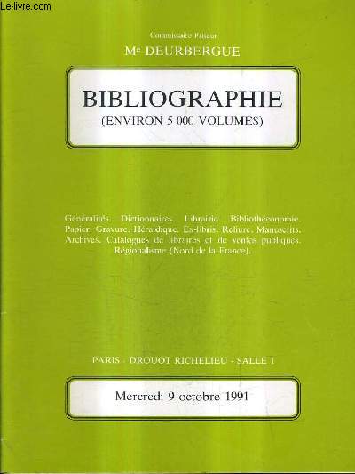 CATALOGUE DE VENTES AUX ENCHERES - BIBLIOGRAPHIE DE LA LIBRAIRIE GIARD (ENVIRON 5 000 VOLUMES) - DROUOT RICHELIEU SALLE 1 - 9 OCTOBRE 1991.