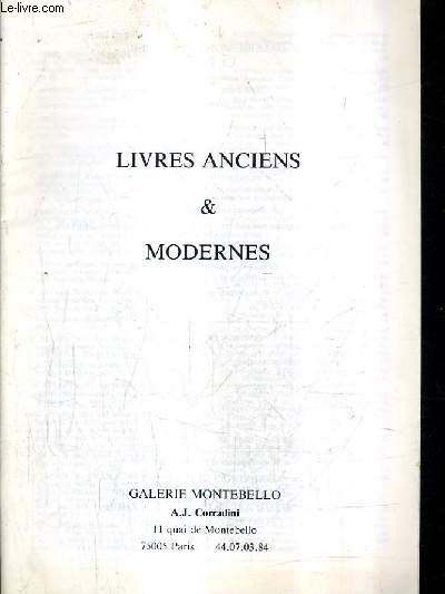 CATALOGUE DE LA LIBRAIRIE GALERIE MONTEBELLO A.J. CORRADINI - LIVRES ANCIENS & MODERNES.