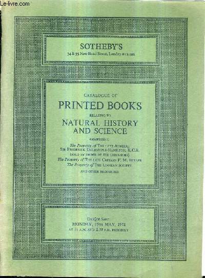 CATALOGUE OF PRINTED BOOKS RELATING TO NATURAL HISTORY AND SCIENCE.