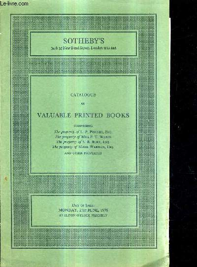 CATALOGUE OF VALUABLE PRINTED BOOKS.