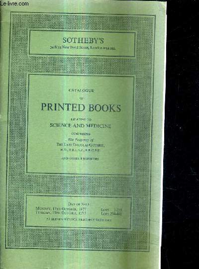 CATALOGUE OF PRINTED BOOKS RELATING TO SCIENCE AND MEDICINE.