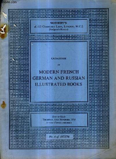 CATALOGUE OF MODERN FRENCH GERMAN AND RUSSIAN ILLUSTRATED BOOKS.