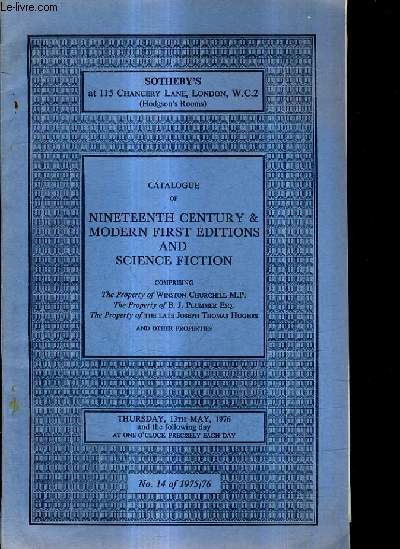 CATALOGUE OF NINETENTH CENTURY & MODERN FIRST EDITIONS AND SCIENCE FICTION.