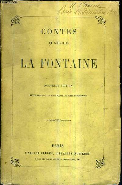 CONTES ET NOUVELLES DE LA FONTAINE / NOUVELLE EDITION REVUE AVEC SOIN ET ACCOMPAGNEE DE NOTES EXPLICATIVES.