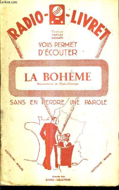 RADIO - LIVRET N21 22 AVRIL 1937 - la bohme comedie lyrique en 4 actes.
