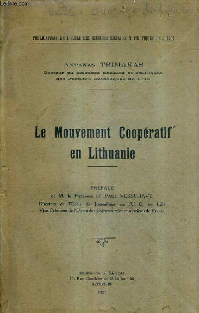 LE MOUVEMENT COOPERATIF EN LITHUANIE.